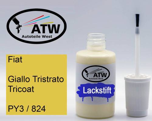 Fiat, Giallo Tristrato Tricoat, PY3 / 824: 20ml Lackstift, von ATW Autoteile West.